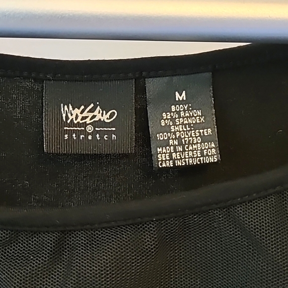 Massimo Fancy Black Ruffle Tank Top, Sz M - Picture 2 of 4